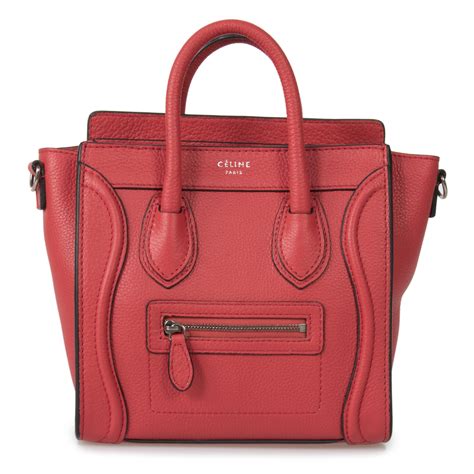 celine nano luggage bag red